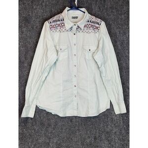Cruel Girl Aztec Embroidered Western Shirt Long Sleeve Womens Sz M Cowgirl Style